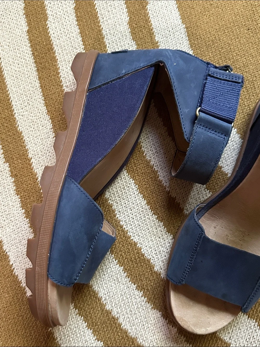 Sorel Women’s Navy Wedge Sandals with Ankle Strap